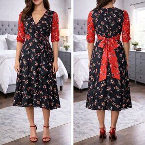 Tanya Taylor Floral Clusters Blaire Midi Dress $575